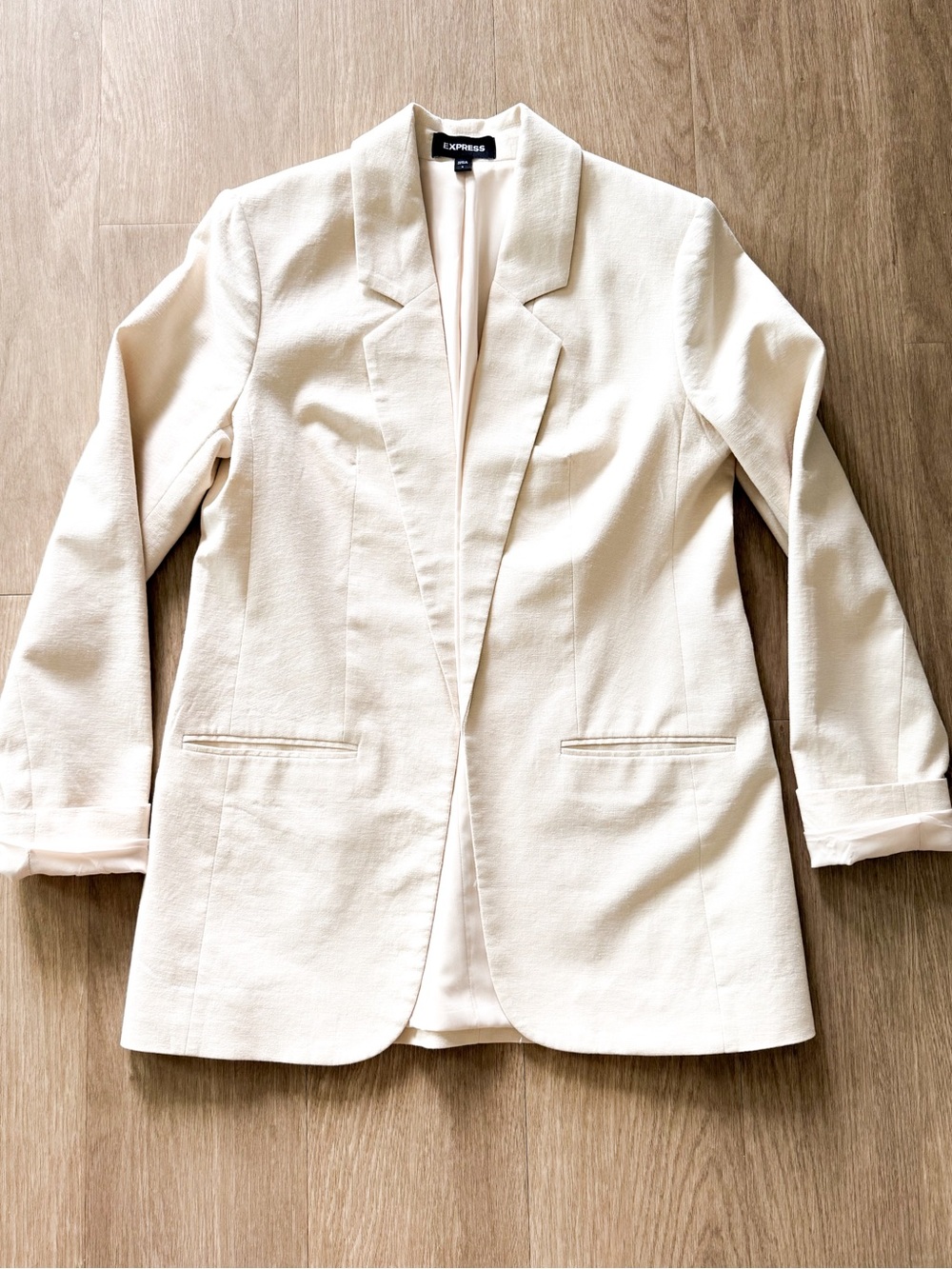 Express Cream Open-Front Blazer S